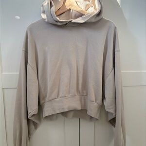 TNA Cropped Hoodie in Beige Cream